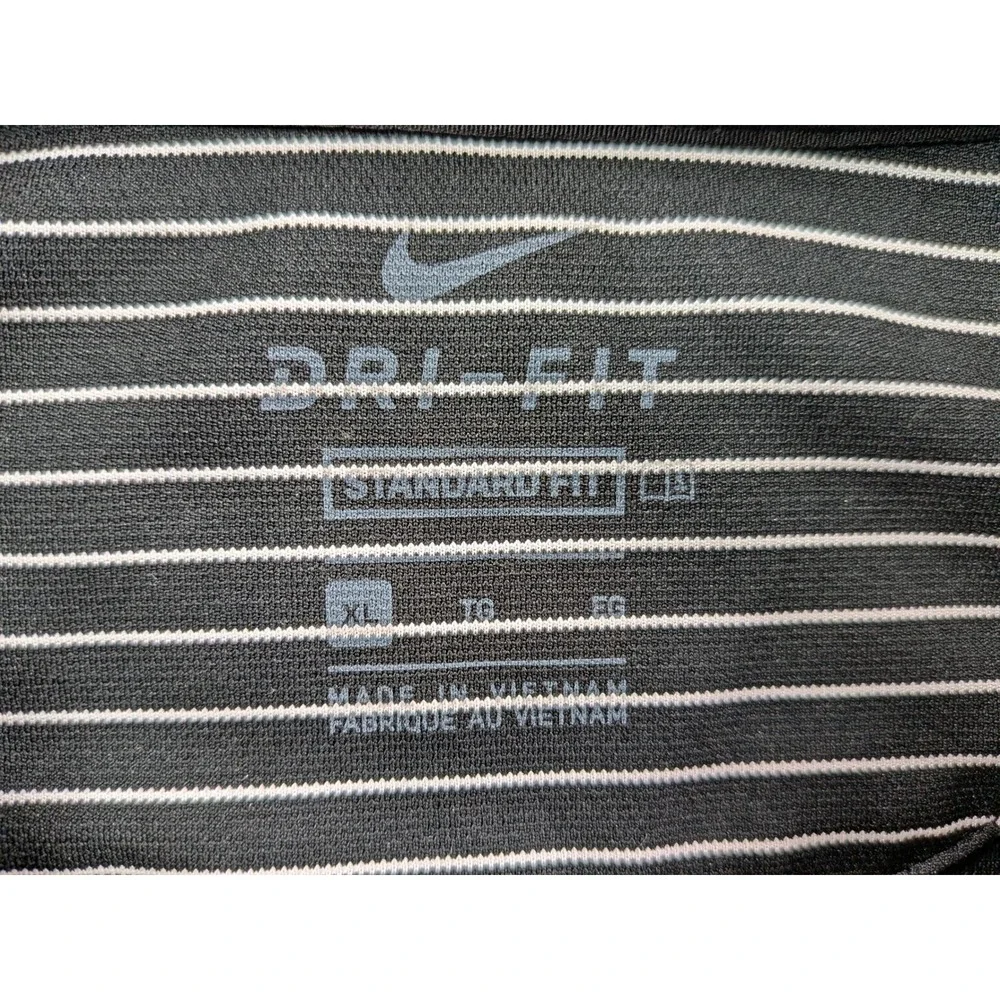 Nike Golf Dri-FIT Polo Shirt Mens XL Black White Striped AJ5482-010 Short Sleeve